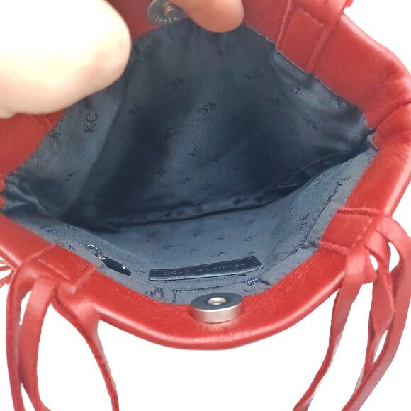 RARE VINTAGE RED FRINGE LEATHER MINI TOTE — WESTERN Y2K COWGIRL GLAM - Picture 9 of 15